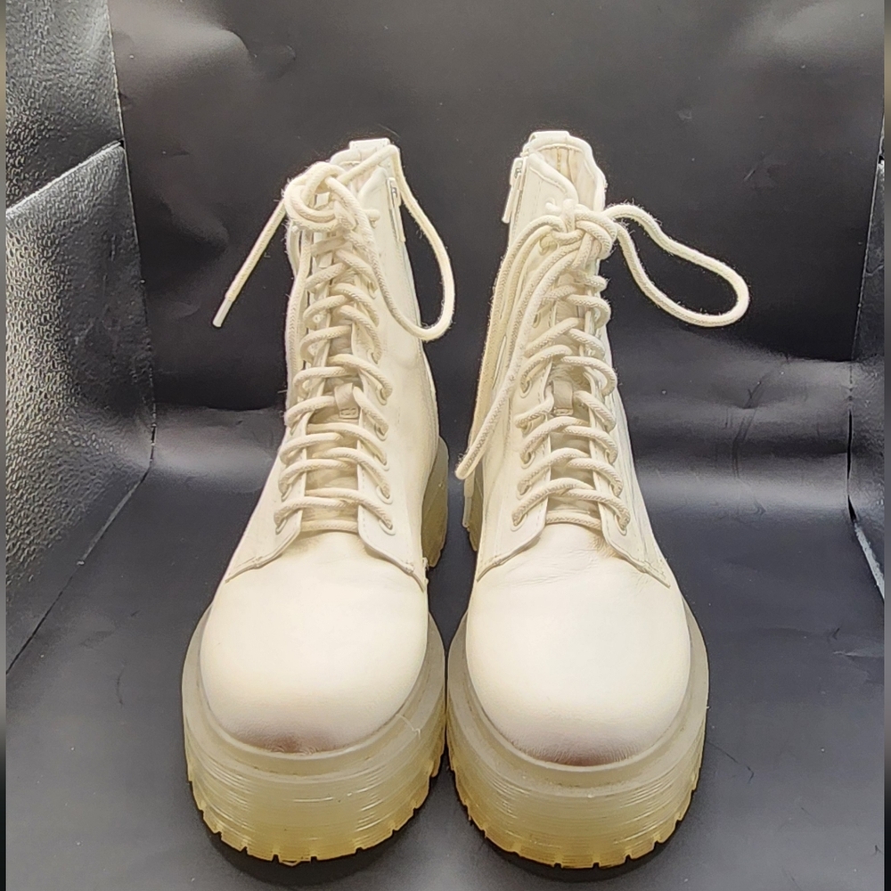 Gianni Bini Women's White Lace-Up Platform Boots - Picture 3 of 8